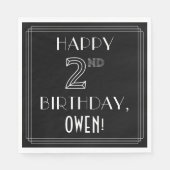 HAPPY 2DE BIRTHDAY; Art Deco Style; aangepaste naa Servet (Voorkant)