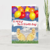 Happy 2de verjaardag Ducklings Colorful Balloons Kaart (Voorkant)