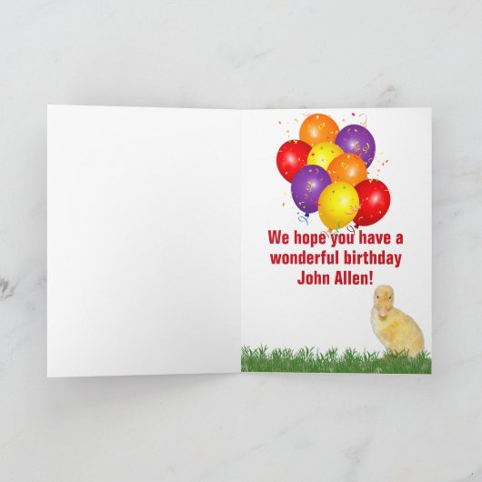 Happy 2de verjaardag Ducklings Colorful Balloons Kaart (Binnen)