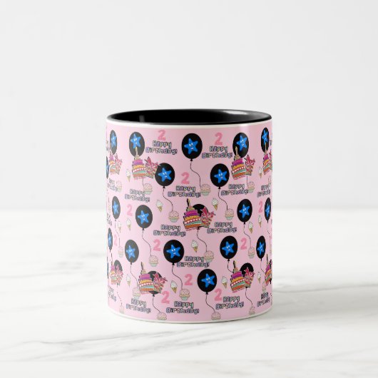 Happy 2de verjaardag Mok ballonnen #2 Roze (Center)