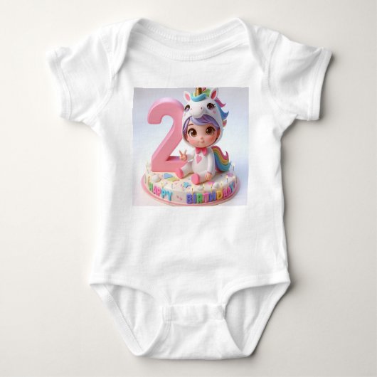 Happy 2de verjaardag Unicorn Romper (Voorkant)