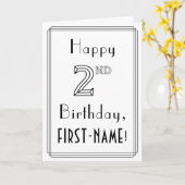 Happy 2e verjaardag, Art Deco Style met aangepaste Kaart (Gele Bloem)