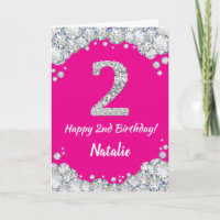 Happy 2e verjaardag Hot Pink en Silver Glitter