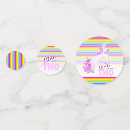 Happy 2e verjaardag unicorn name paper confetti (Achterkanten)