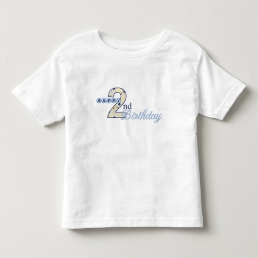 Happy 2nd Birthday Blue T-Shirt (Voorkant)