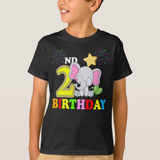 Happy 2nd Birthday Boy Baby Olifant Kind - twee T-shirt (Voorkant)