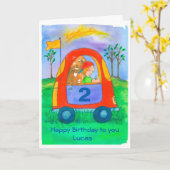 Happy 2nd Birthday Boy Custom Name Kaart (Gele Bloem)