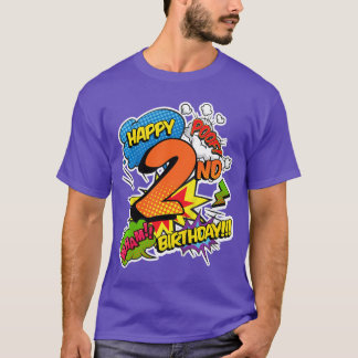 Happy 2nd Birthday Boys Comic Style superpower Sup T-shirt