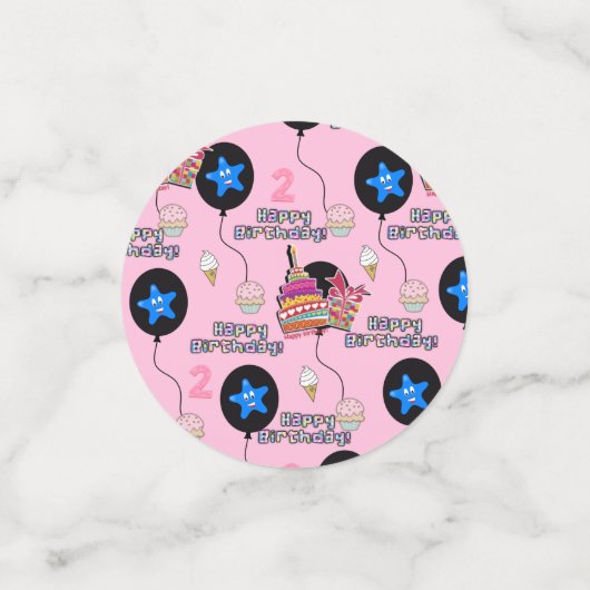 Happy 2nd Birthday Confetti, #2nd Birthday roze Confetti (Kleine voorkant)