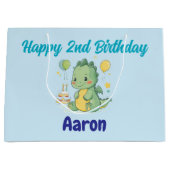 Happy 2nd Birthday, Cute Dragon, Personalized  Groot Cadeauzakje (Voorkant)