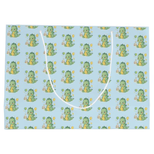 Happy 2nd Birthday, Cute Dragon, Personalized  Groot Cadeauzakje (Achterkant)