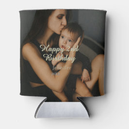 Happy 2nd birthday kids baby mother yellow gray na blikjeskoeler