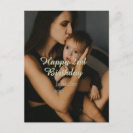 Happy 2nd birthday kids baby mother yellow gray na briefkaart