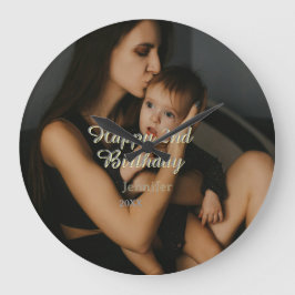 Happy 2nd birthday kids baby mother yellow gray na grote klok