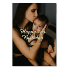 Happy 2nd birthday kids baby mother yellow gray na kaart