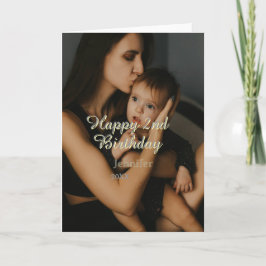 Happy 2nd birthday kids baby mother yellow gray na kaart