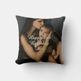 Happy 2nd birthday kids baby mother yellow gray na kussen