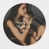 Happy 2nd birthday kids baby mother yellow gray na labels (Design 2)