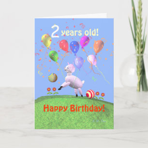 Happy 2nd Birthday Lamb en Balloons Kaart