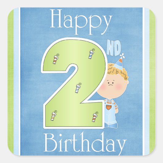 Happy 2nd Birthday Little Boy Stickers (Voorkant)