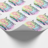 Happy 2nd Birthday (roze) Cadeaupapier (Hoek)