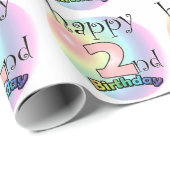 Happy 2nd Birthday (roze) Cadeaupapier (Rol Hoek)