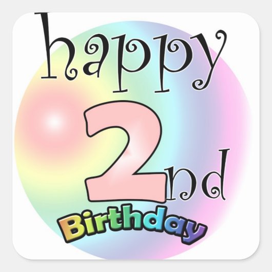 Happy 2nd Birthday (roze) Vierkante Sticker (Voorkant)