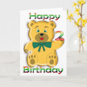 Happy 2nd Birthday Teddy Bear Kaart (Gele Bloem)