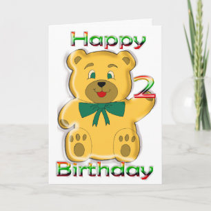 Happy 2nd Birthday Teddy Bear Kaart