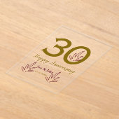 Happy 30th anniversary name date golden red leaf acryl uitnodigingen (Laagn)