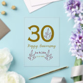 Happy 30th anniversary name date golden red leaf acryl uitnodigingen (Insitu (Huwelijk))