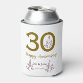 Happy 30th anniversary name date golden red leaf blikjeskoeler (Blikje Voorkant)