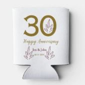 Happy 30th anniversary name date golden red leaf blikjeskoeler (Achterkant)