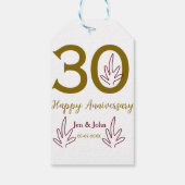 Happy 30th anniversary name date golden red leaf cadeaulabel (Achterkant)