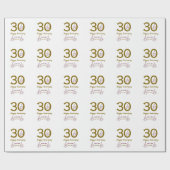 Happy 30th anniversary name date golden red leaf cadeaupapier (Vlak)