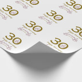 Happy 30th anniversary name date golden red leaf cadeaupapier (Hoek)