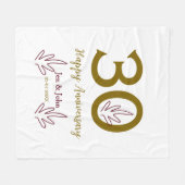 Happy 30th anniversary name date golden red leaf fleece deken (Voorkant (Horizontaal))