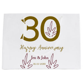 Happy 30th anniversary name date golden red leaf groot cadeauzakje