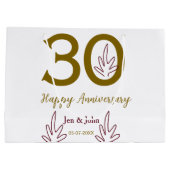 Happy 30th anniversary name date golden red leaf groot cadeauzakje (Achterkant)