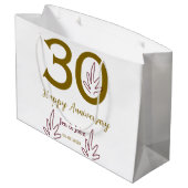 Happy 30th anniversary name date golden red leaf groot cadeauzakje (Achterkant Gekanteld)