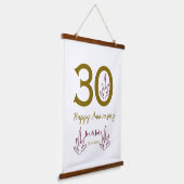 Happy 30th anniversary name date golden red leaf hangend wandkleed (Gebogen)