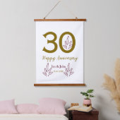 Happy 30th anniversary name date golden red leaf hangend wandkleed (Slaapkamer)