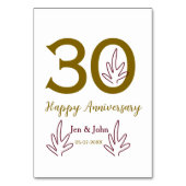 Happy 30th anniversary name date golden red leaf kaart (Achterkant)