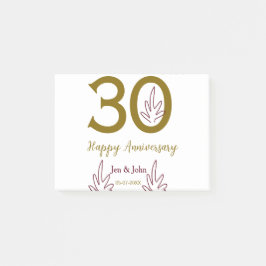 Happy 30th anniversary name date golden red leaf post-it® notes