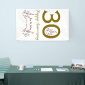 Happy 30th anniversary name date golden red leaf spandoek (Beurs)