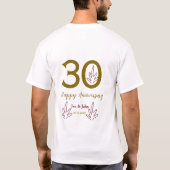 Happy 30th anniversary name date golden red leaf t-shirt (Achterkant)