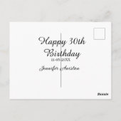 Happy 30th birthday add name date stylish simple  briefkaart (Achterkant)