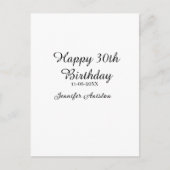 Happy 30th birthday add name date stylish simple briefkaart (Voorkant)