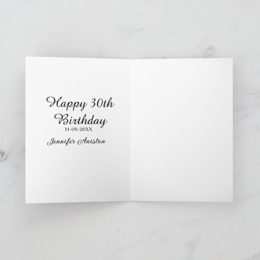 Happy 30th birthday add name date stylish simple  kaart (Binnen)