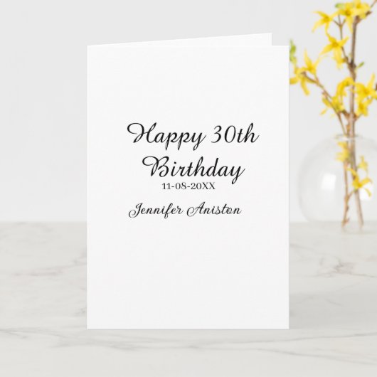 Happy 30th birthday add name date stylish simple  kaart (Gele Bloem)